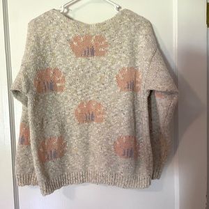 Vintage‎ Floral Duet Heathered Spring Sweater Large Longsleeved